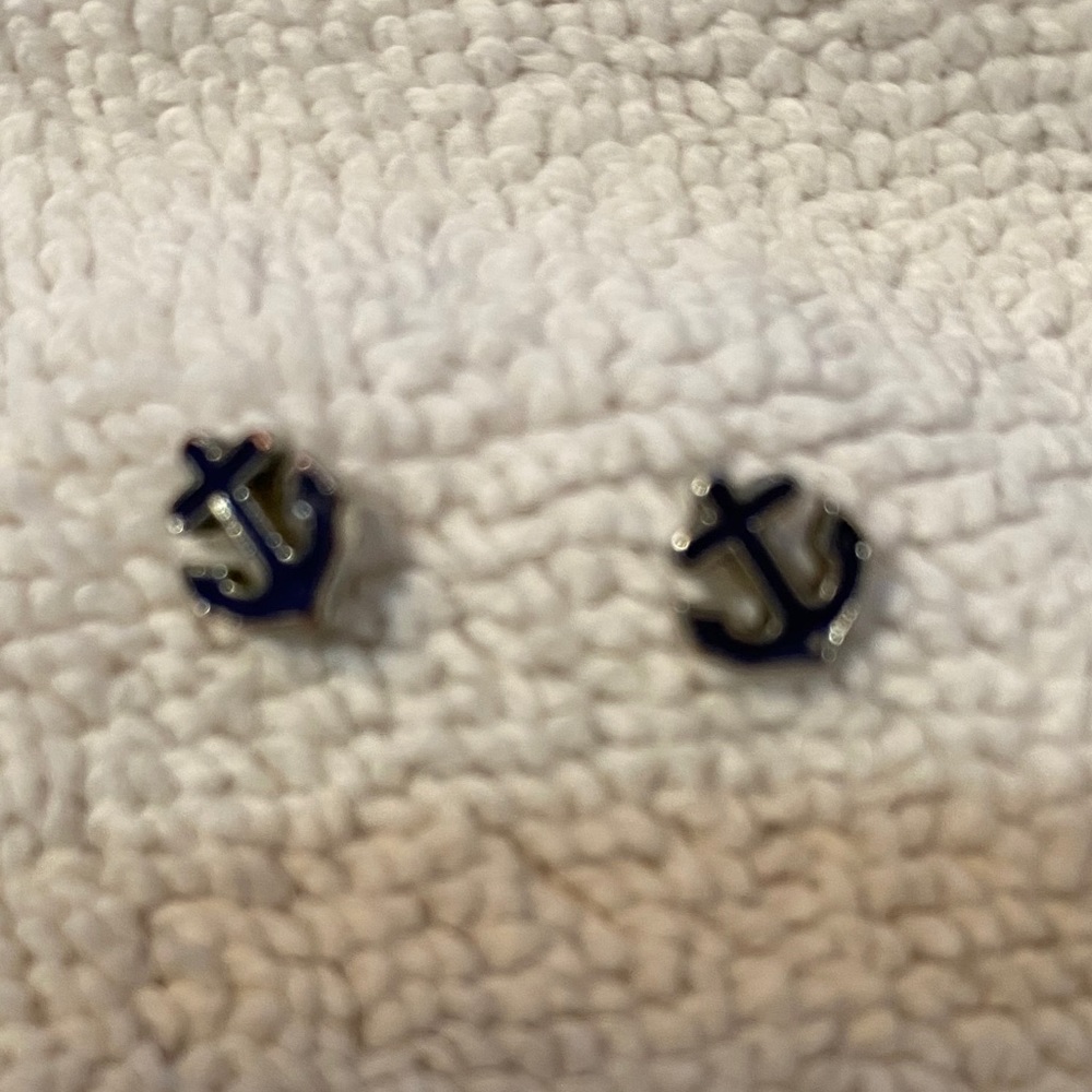 Navy anchor stud earrings